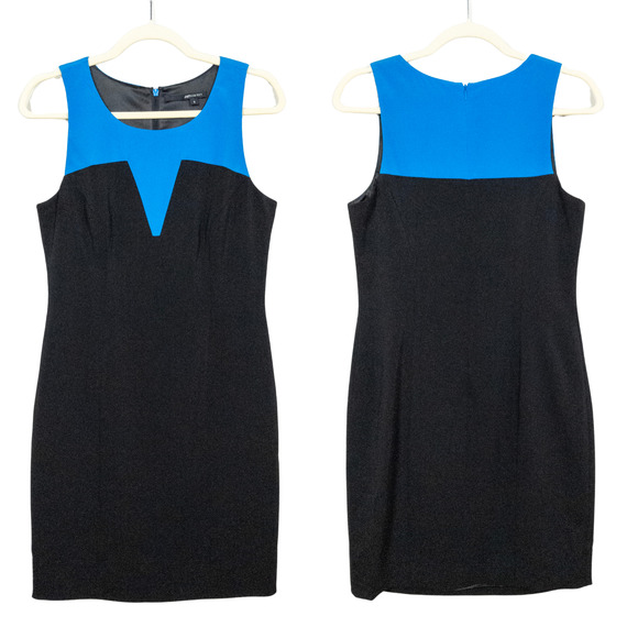 JAY GODFREY Blue Black Colorblock Sleeveless Silk Mini Dress Lined Women's 8 - Picture 2 of 4